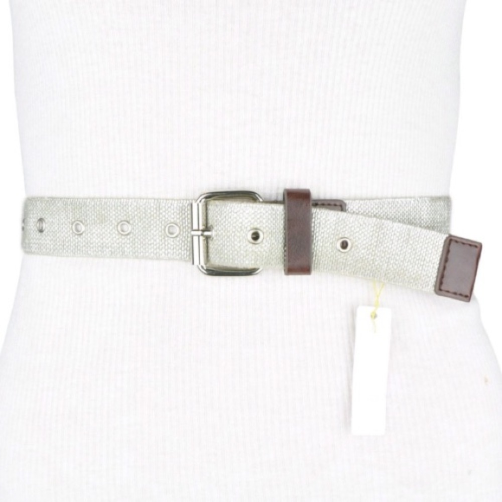 BCBGENERATION by BCBG BELT CANVAS SILVER BROWN